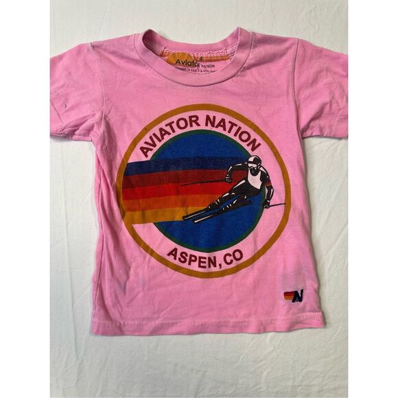 Aviator Nation Kid’s Pink AV Graphic Short Sleeve T-Shirt Size 4T - Picture 1 of 7